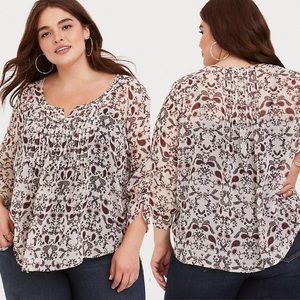 Torrid Paisley Chiffon Pintuck Blouse
